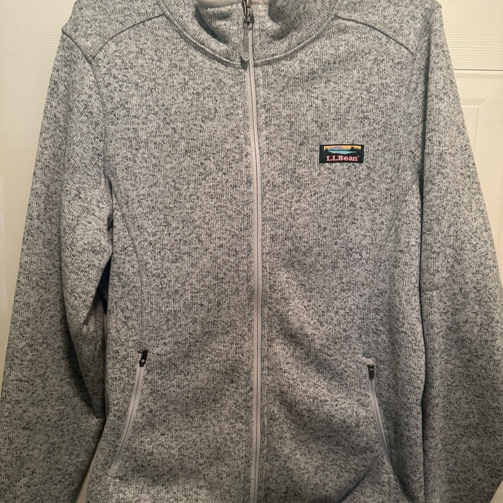 LL Bean Heather Grey Zip up Jacket Large